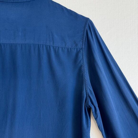 THE FABLE 100% Silk Button Up Shirt Women's Size 8 XS Blue Orchid Top Blouse - Picture 9 of 16